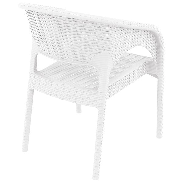 Siesta Panama Commercial Grade Resin Wicker Indoor Outdoor Dining Armchair - White