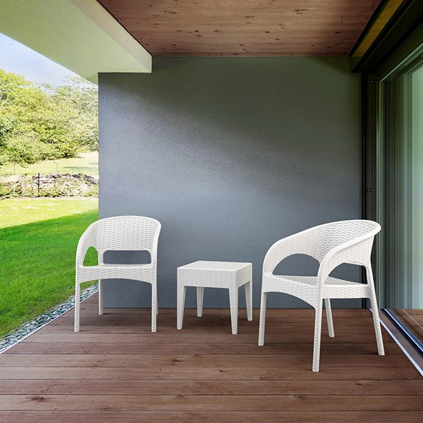 Siesta Panama Commercial Grade Resin Wicker Indoor Outdoor Dining Armchair - White