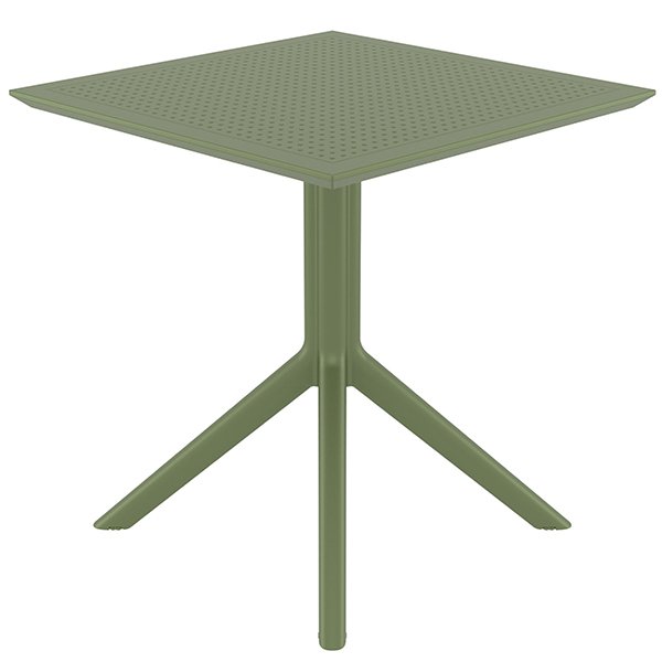 Siesta Sky Commercial Grade Indoor Outdoor Square Dining Table 70cm - Olive Green