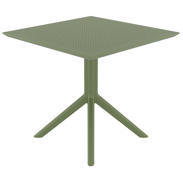 Siesta Sky Commercial Grade Indoor Outdoor Square Dining Table 80cm - Olive Green