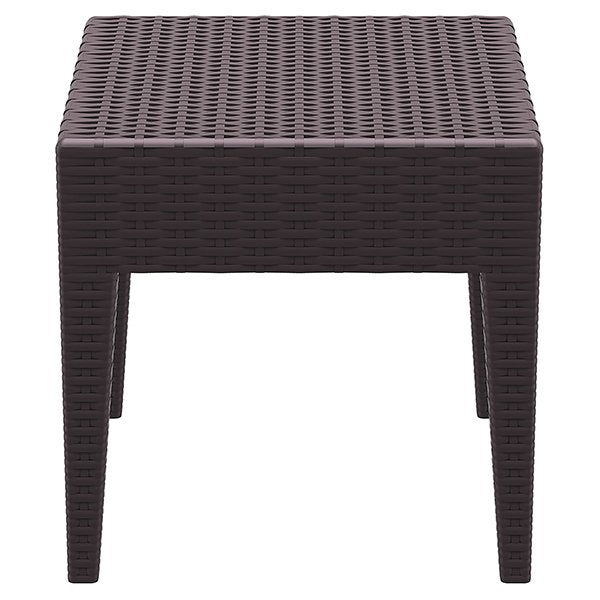 Siesta Tequila Commercial Grade Resin Wicker Outdoor Side Table - Chocolate