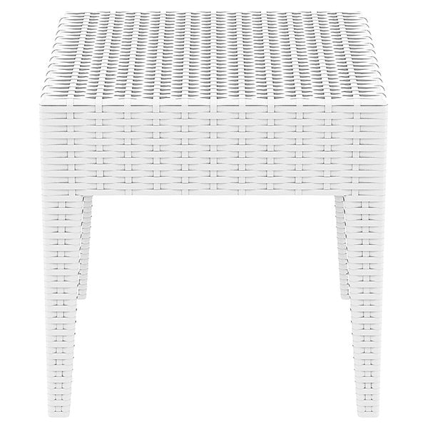 Siesta Tequila Commercial Grade Resin Wicker Outdoor Side Table - White