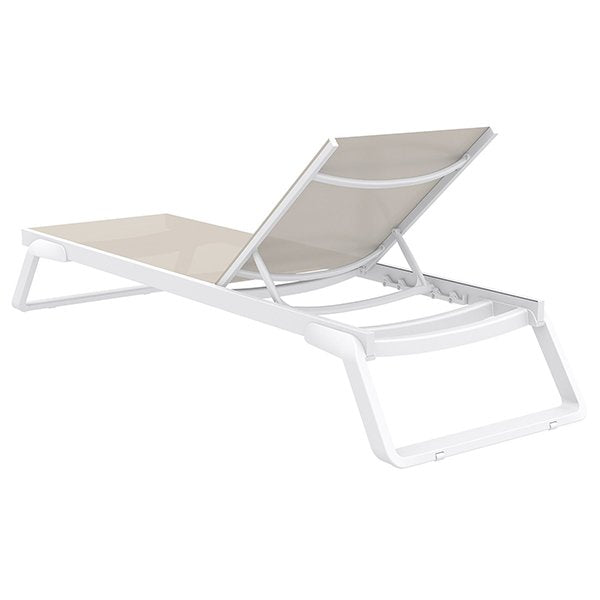 Siesta Tropic Commercial Grade Sun Lounger - Taupe & White