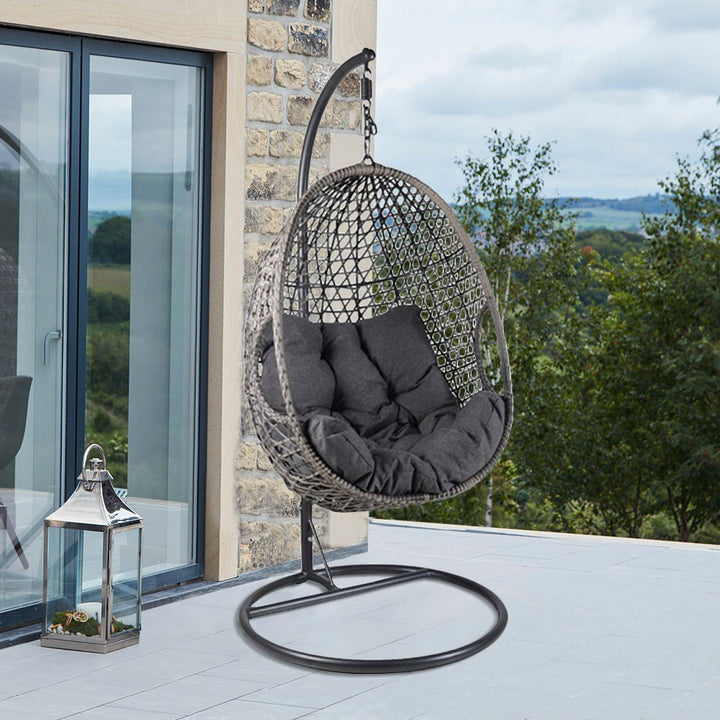 Atmosphere Ego Wicker Outdoor Hanging Egg Chair – Dark Grey
