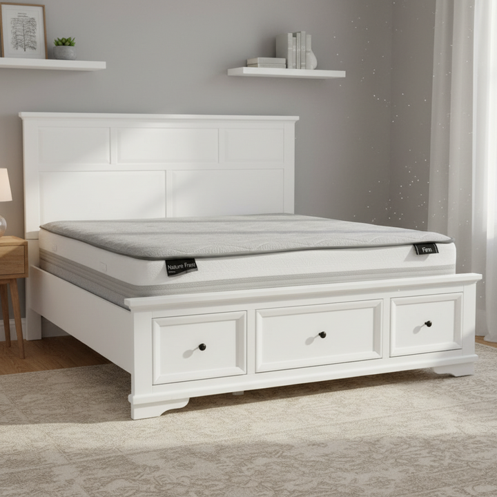 Snowden White Timber Queen Storage Bed