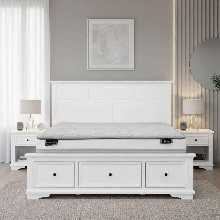 Snowden White Timber Queen Storage Bed