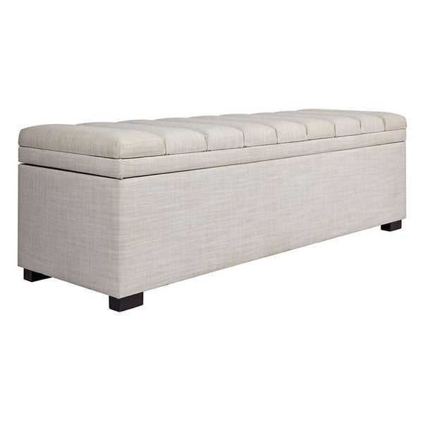 Soho Storage Bench Ottoman - Off White Linen