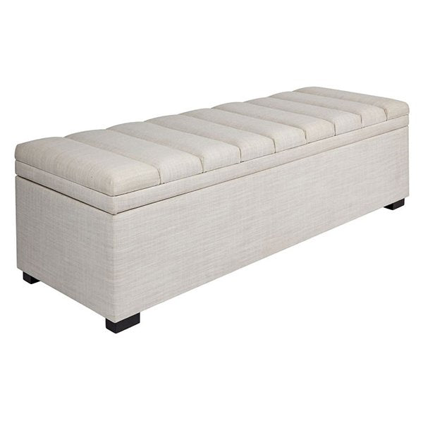 Soho Storage Bench Ottoman - Off White Linen