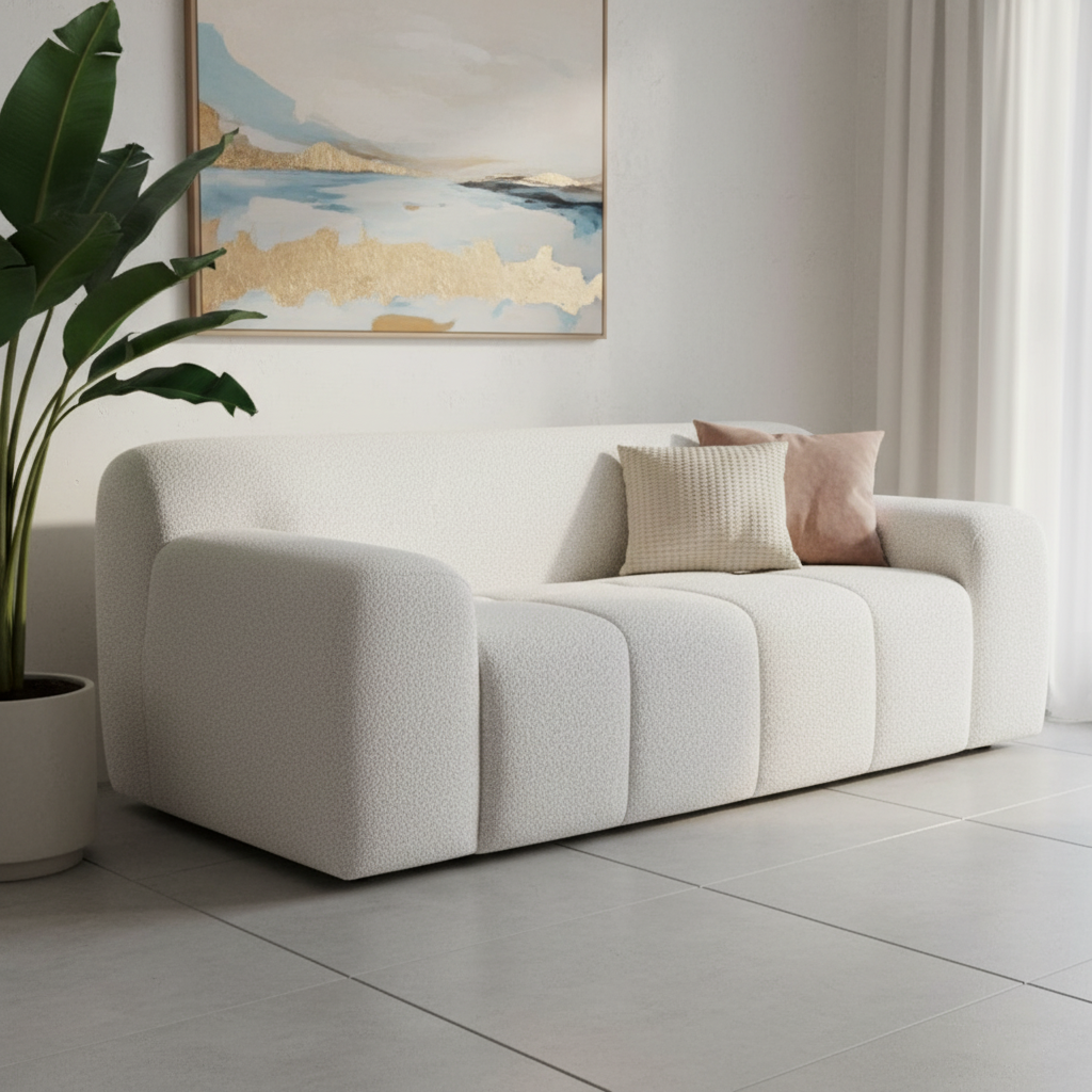 Soma 2 Seater Fabric Sofa - Antique White