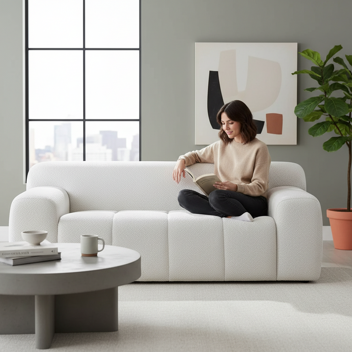 Soma 2 Seater Fabric Sofa - Antique White