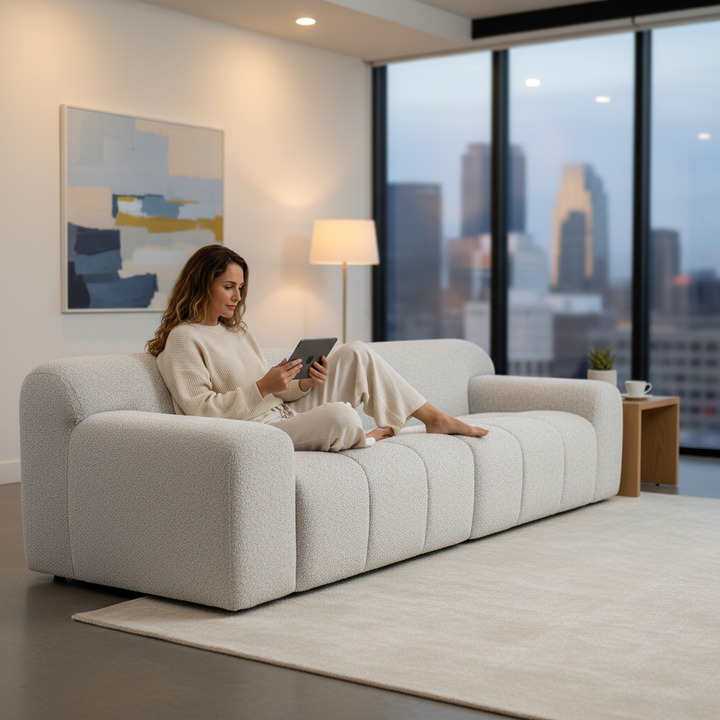 Soma 3 Seater Fabric Sofa - Antique White