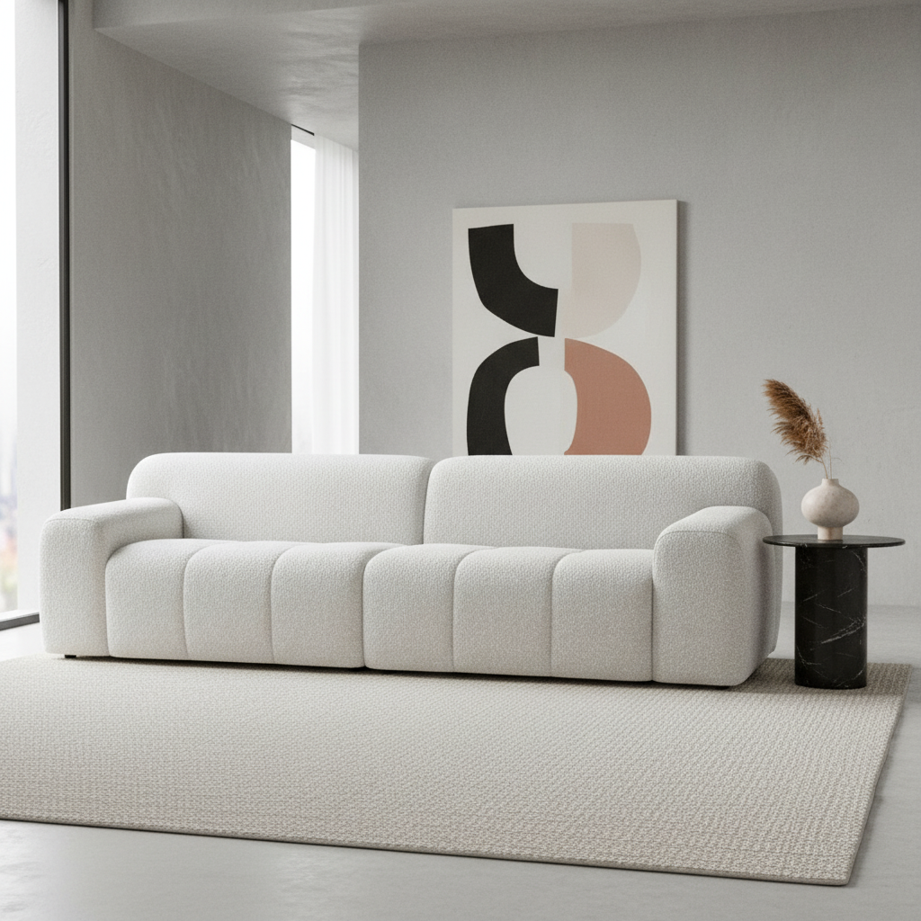 Soma 3 Seater Fabric Sofa - Antique White