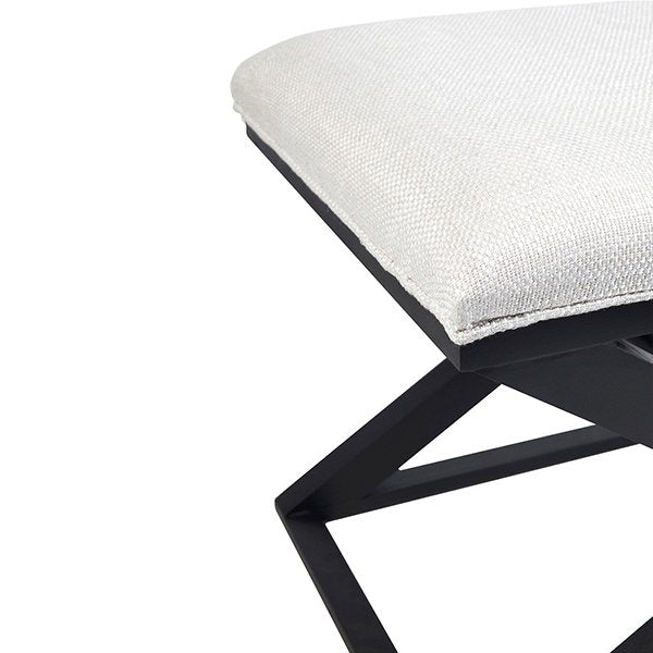 Spencer Black Timber Stool - Natural Linen