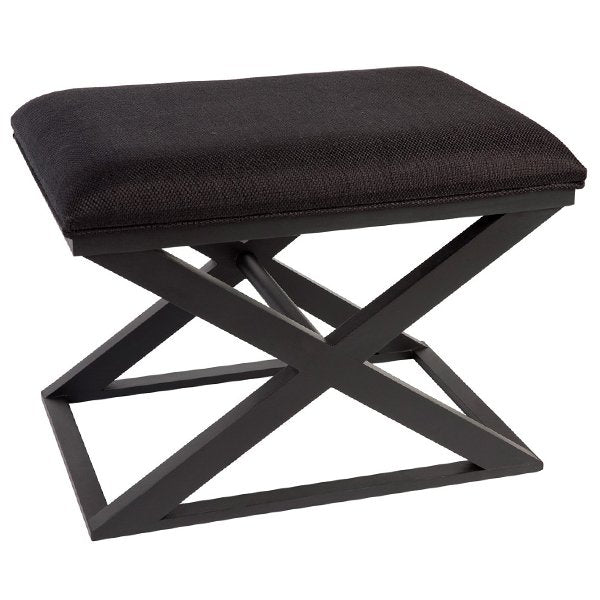 Spencer Black Timber Stool - Black Linen