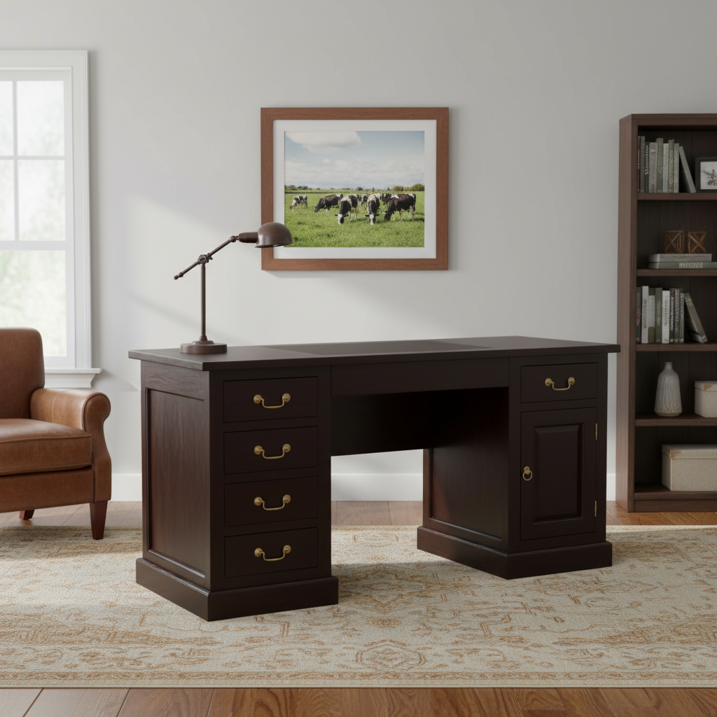 St Kilda Solid Timber 160cm Writing Desk - Chocolate