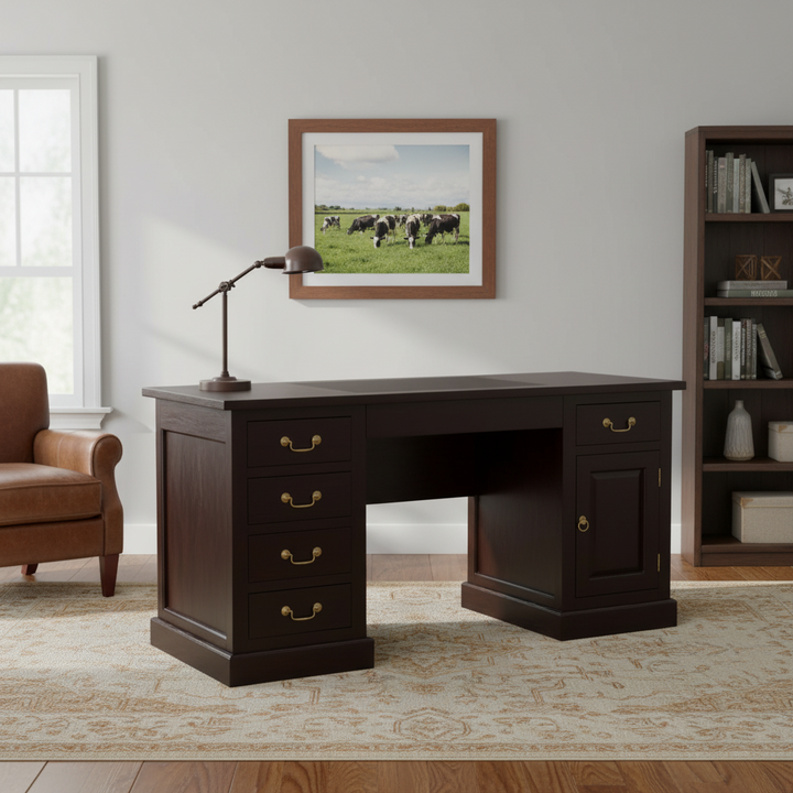 St Kilda Solid Timber 160cm Writing Desk - Chocolate