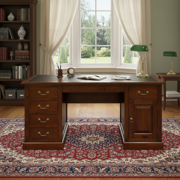 St Kilda Solid Timber 160cm Writing Desk - Mahogany