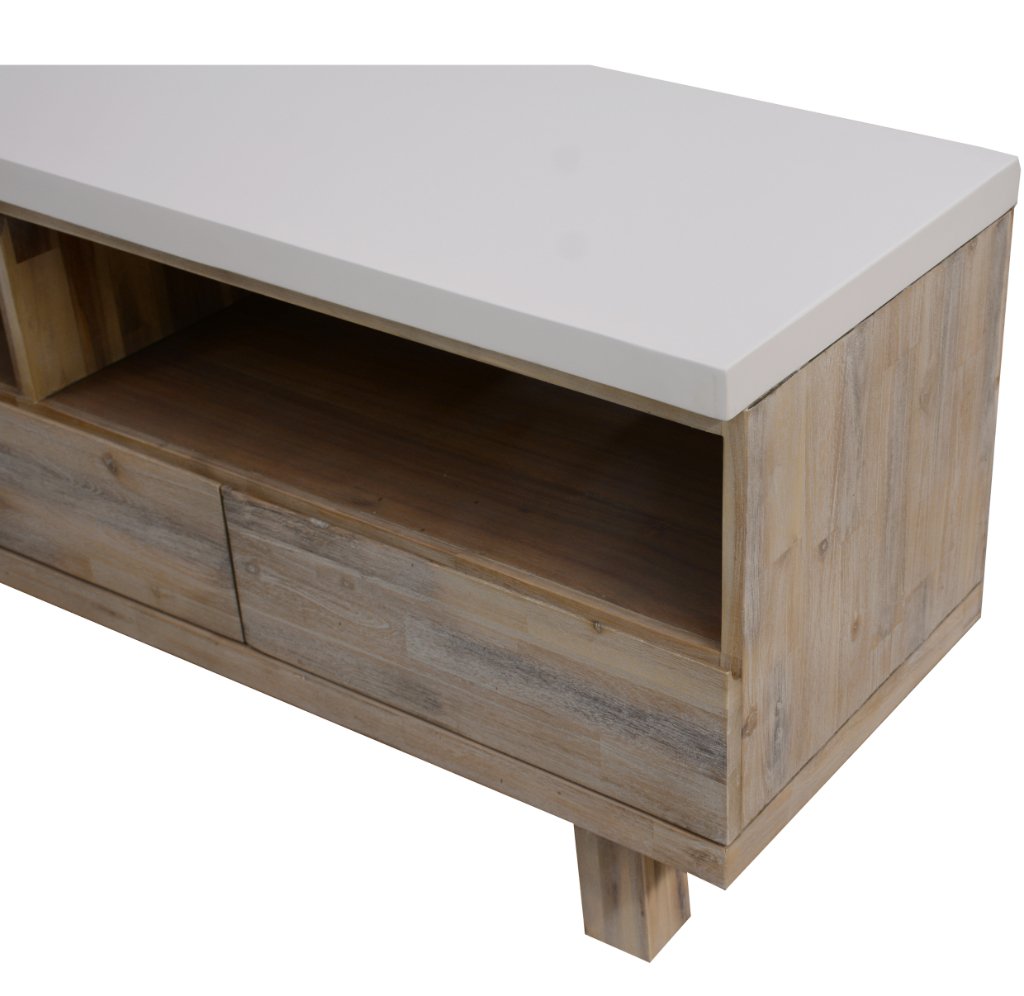 Stony 150cm ETU Entertainment TV Unit with Concrete Top - White