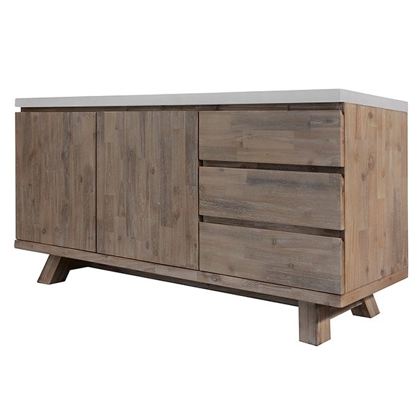 Stony 160cm Acacia Timber Buffet with Concrete Top - White