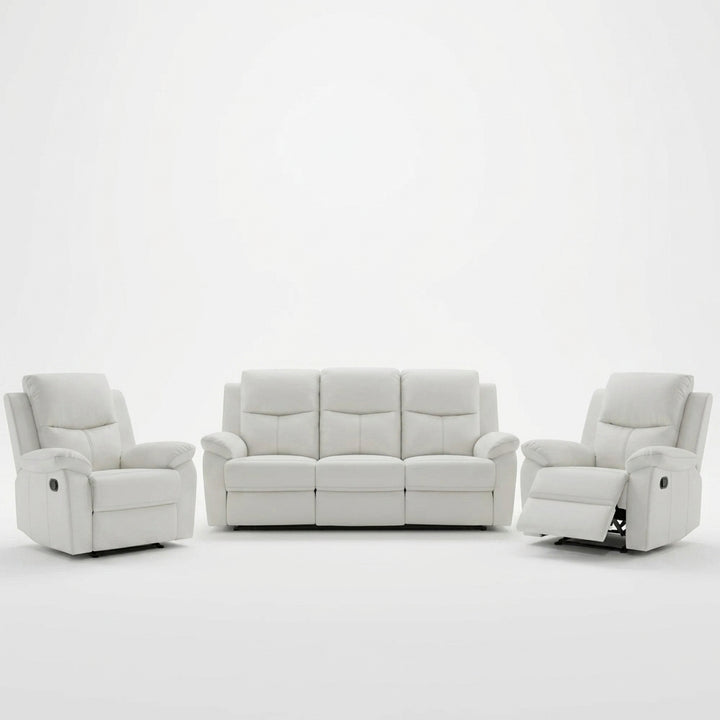 Stratford 3 Piece Leather Recliner Sofa Set - Off White