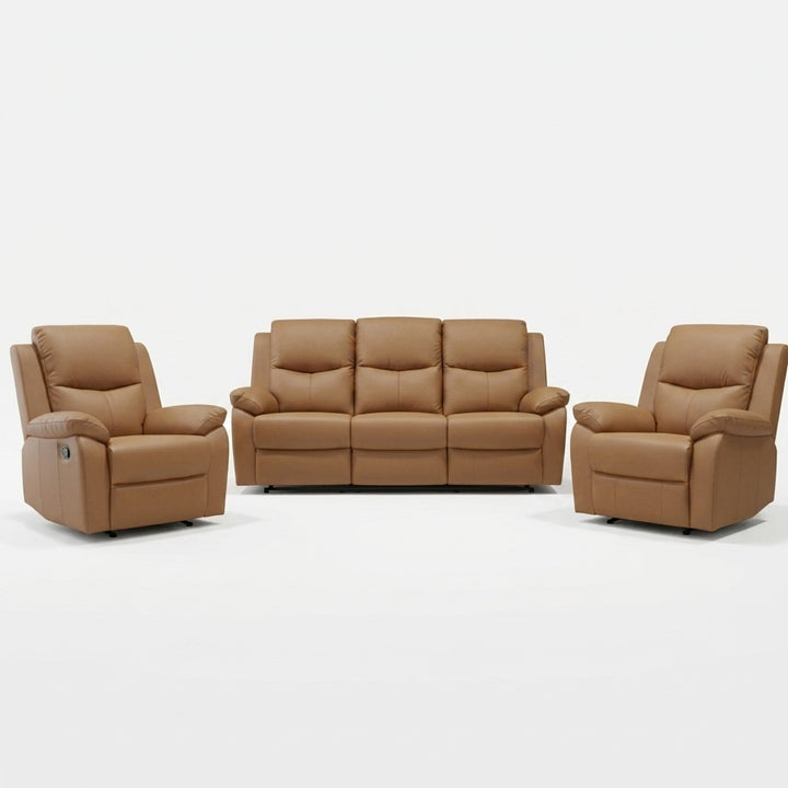Stratford 3 Piece Leather Recliner Sofa Set - Tan