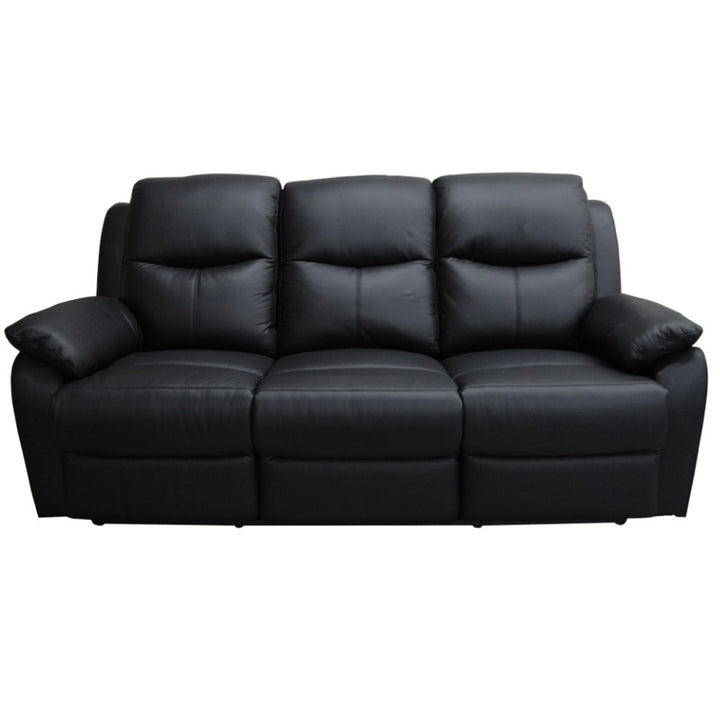 Stratford 3 Seater Leather Recliner Sofa - Black