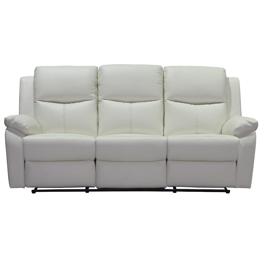 Stratford 3 Seater Leather Recliner Sofa  - Off White