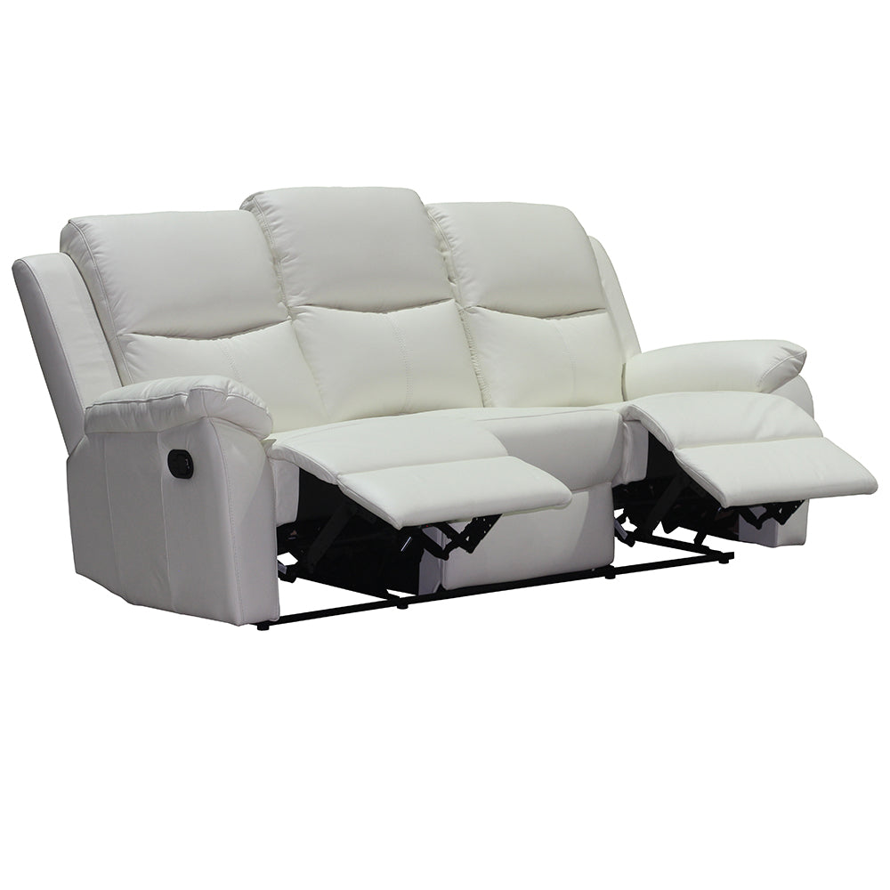 Stratford 3 Seater Leather Recliner Sofa  - Off White