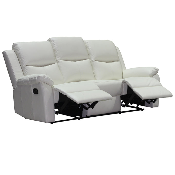 Stratford 3 Seater Leather Recliner Sofa  - Off White