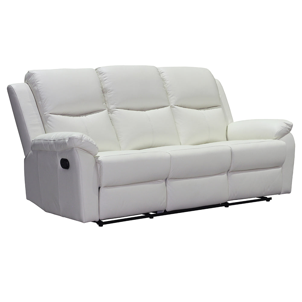 Stratford 3 Seater Leather Recliner Sofa  - Off White