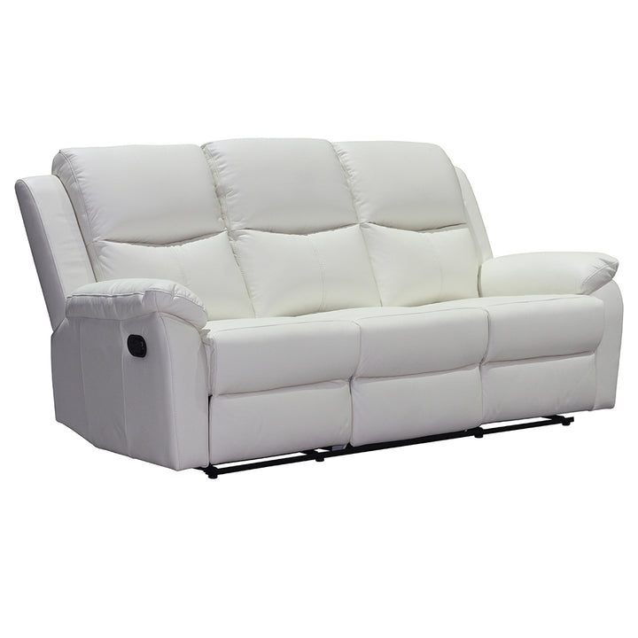 Stratford 3 Seater Leather Recliner Sofa  - Off White