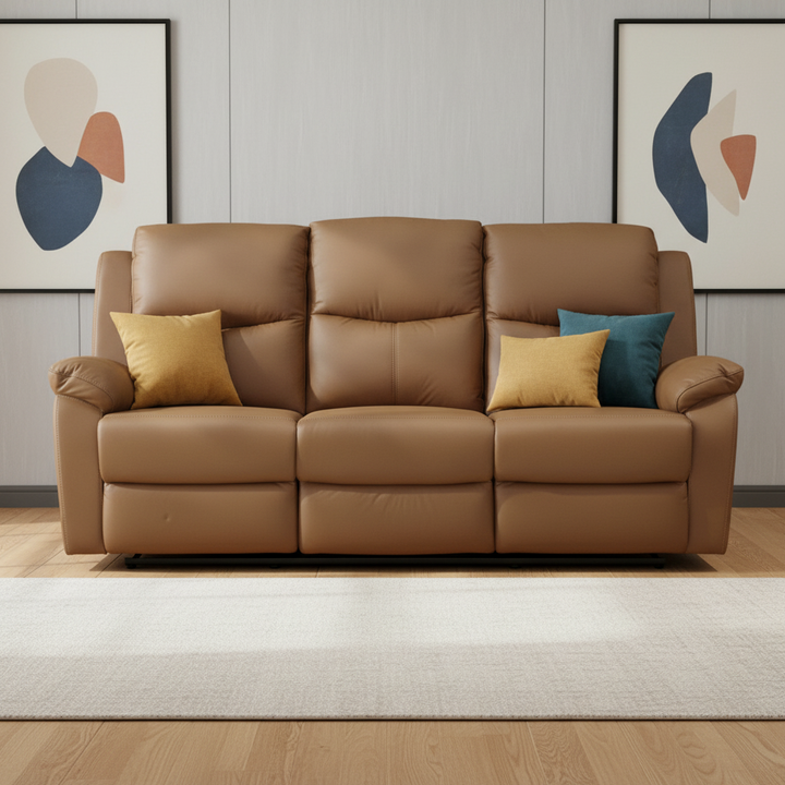 Stratford 3 Seater Leather Recliner Sofa  - Tan