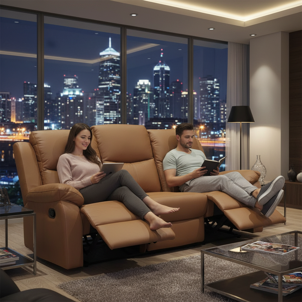 Stratford 3 Seater Leather Recliner Sofa  - Tan