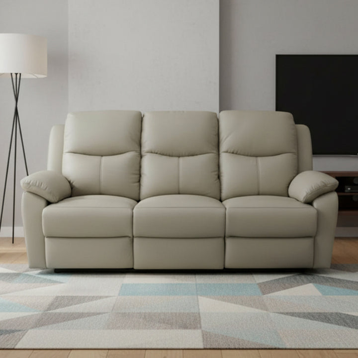 Stratford 3 Seater Leather Recliner Sofa - Taupe