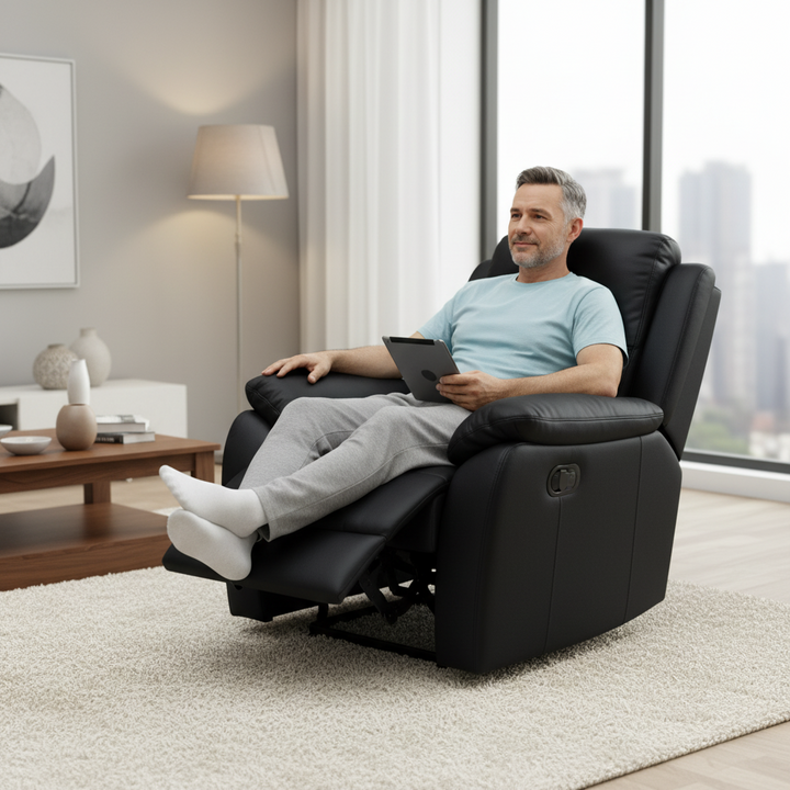 Stratford Leather Recliner Armchair - Black