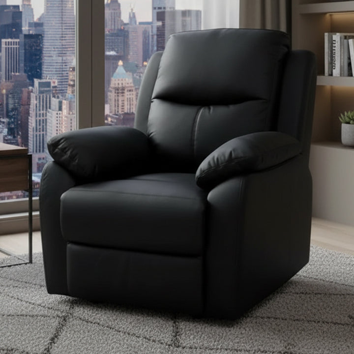 Stratford Leather Recliner Armchair - Black