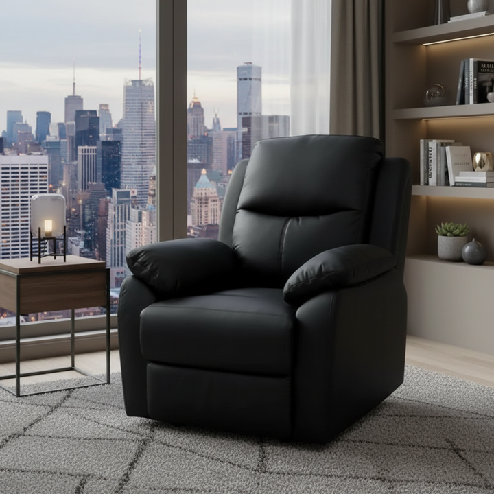 Stratford Leather Recliner Armchair - Black