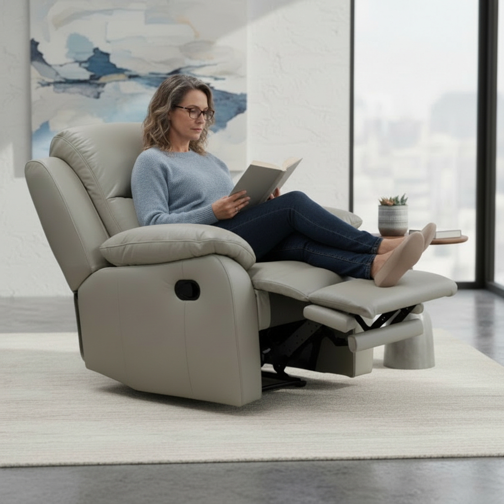 Stratford Leather Recliner Armchair - Taupe