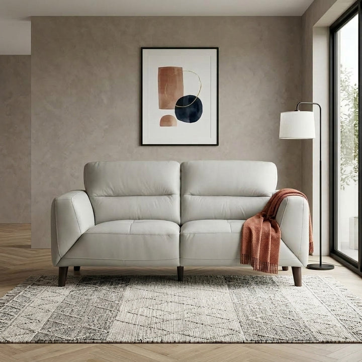 Sussex 2 Seater Leather Sofa - Platinum