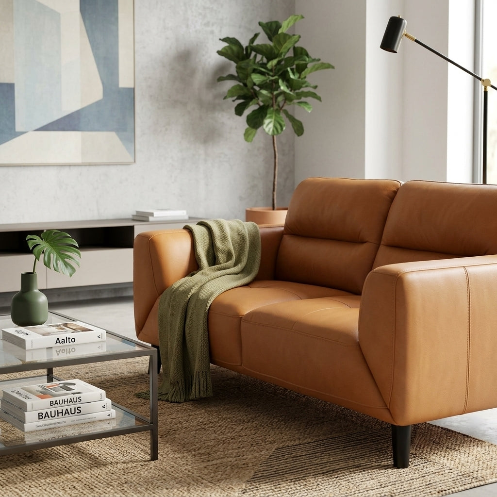Sussex 2 Seater Leather Sofa – Orange