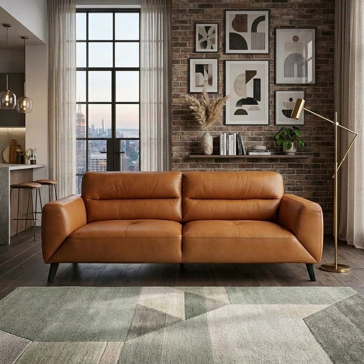 Sussex 3 Seater Leather Sofa - Orange