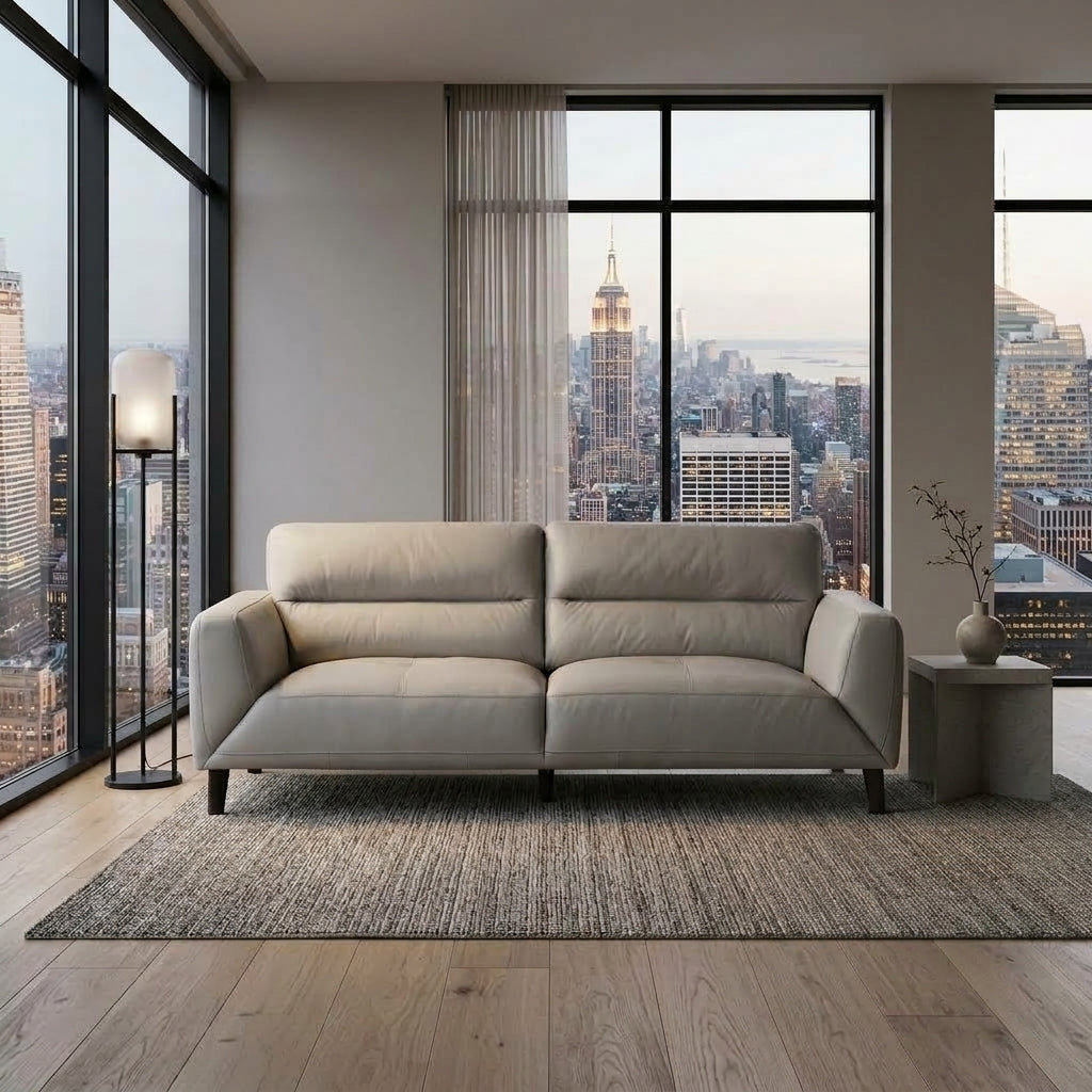 Sussex 3 Seater Leather Sofa - Platinum