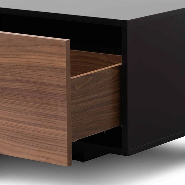 Letty 2.3m Wooden Entertainment Unit - Black with Walnut Drawers
