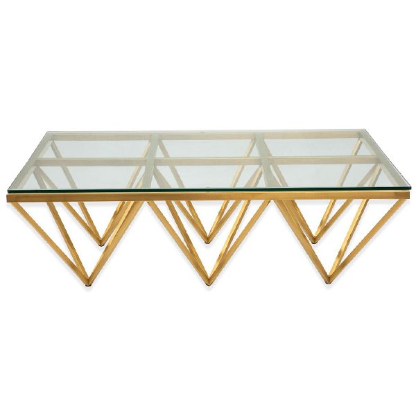 Tafari 1.2m Coffee Table - Glass Top - Brushed Gold Base