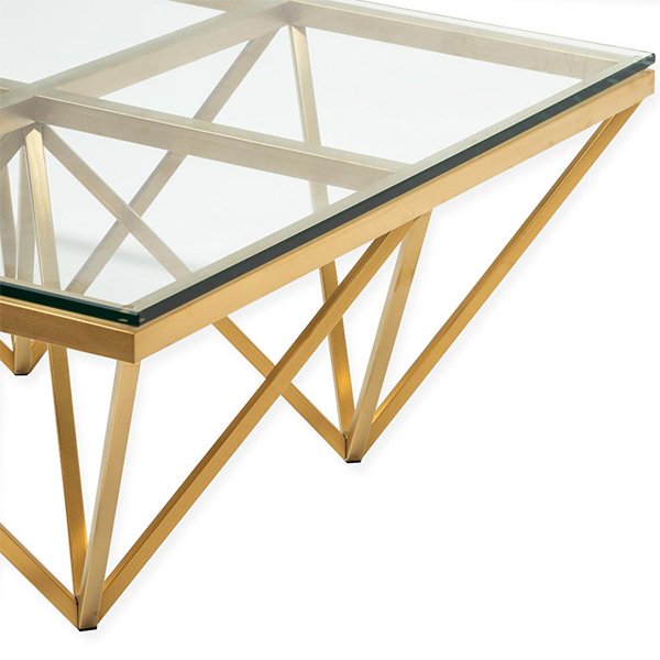 Tafari 1.2m Coffee Table - Glass Top - Brushed Gold Base