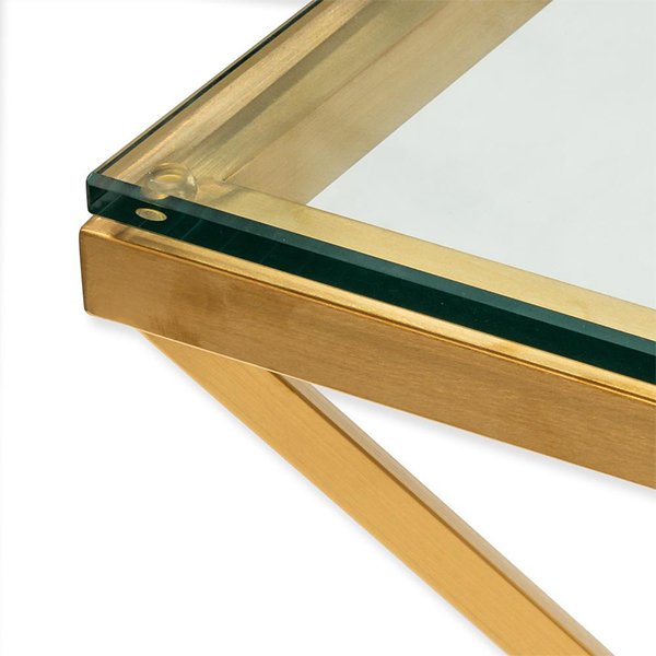 Tafari 1.2m Coffee Table - Glass Top - Brushed Gold Base