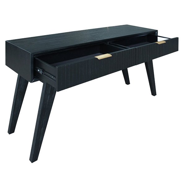 Tallong Solid Timber 2 Drawer Console Hall Table - Black