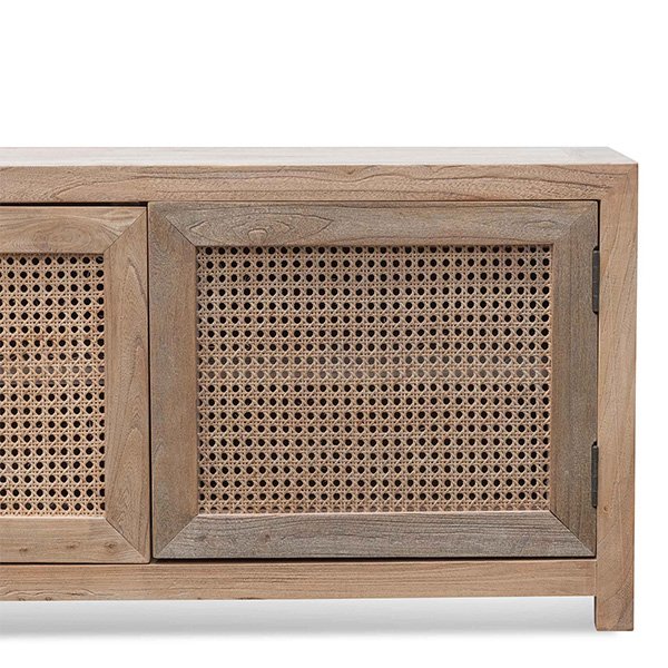 Tapia 2m TV Entertainment Unit - Natural with Rattan Doors