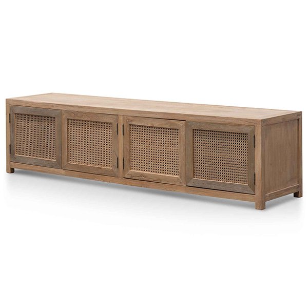 Tapia 2m TV Entertainment Unit - Natural with Rattan Doors