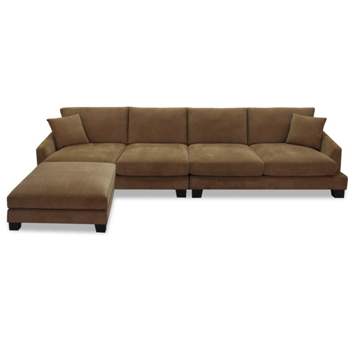 Taree 4 Seater Sofa with Ottoman - Red Brown